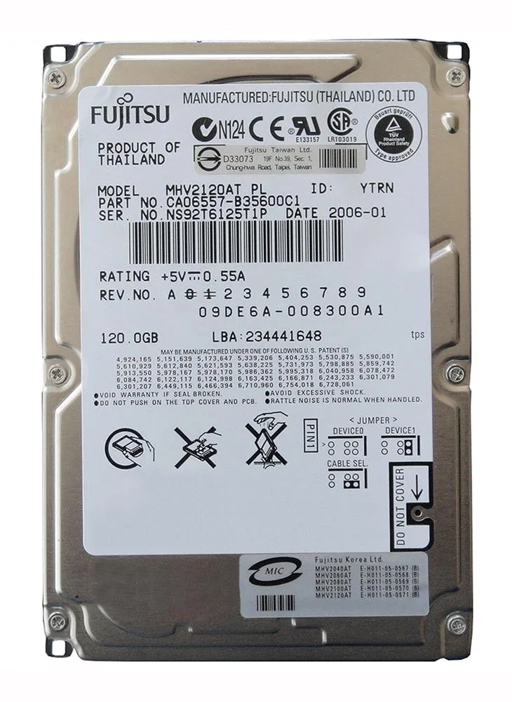 MHV2120AT - Fujitsu Mobile 120GB 4200RPM ATA-100 8MB Cache 2.5-inch Hard Drive