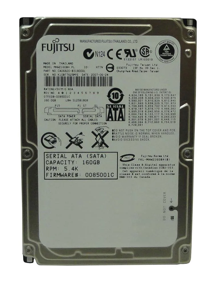 MHW2160BH - Fujitsu 160GB 5400RPM 8MB Cache SATA 7-Pin 2.5-inch Laptop Hard Drive