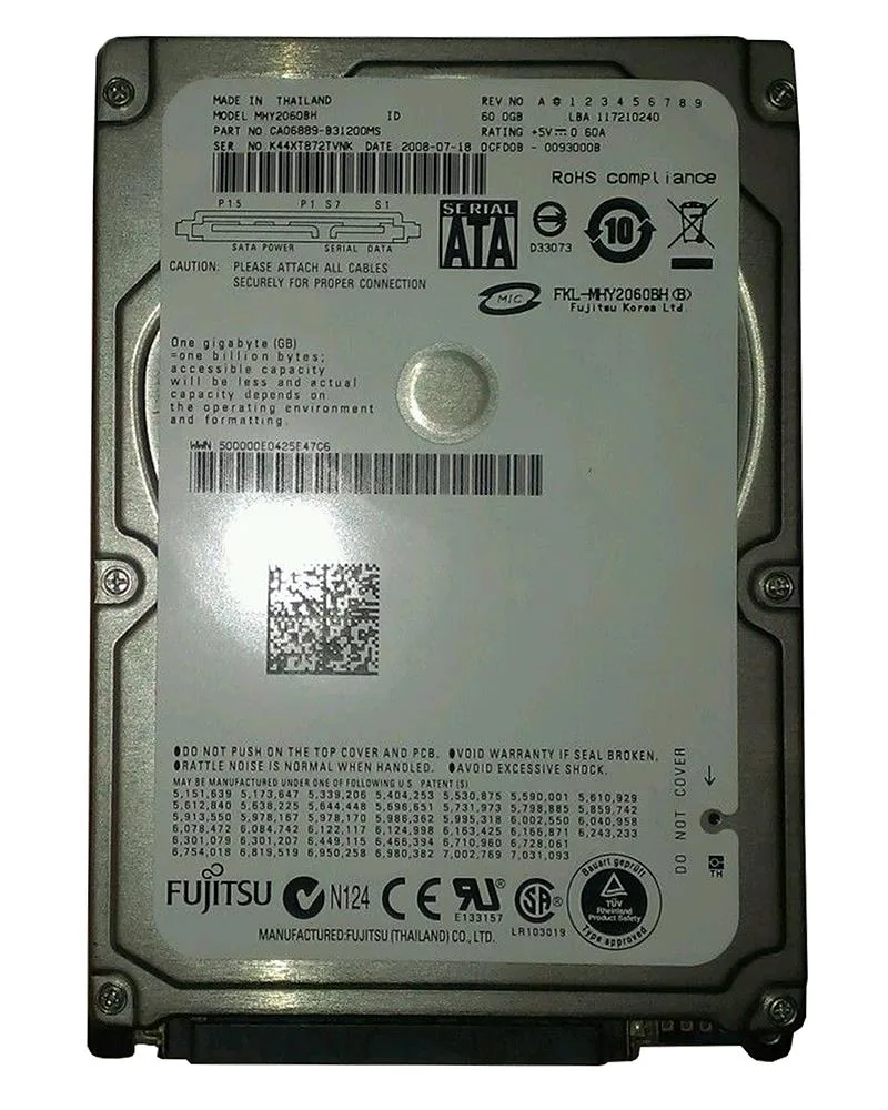 MHY2060BH - Toshiba MHY2 BH MHY2060BH 60 GB 2.5 Plug-in Module Hard Drive - SATA/150 - 5400 rpm - 8 MB Buffer