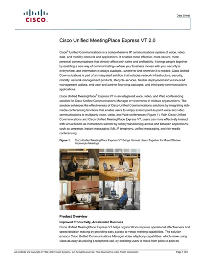 Cisco MPE-VT-2 Unified MeetingPlace v.1.2 Express VT License 6 Video Concurrent User, 20 Voice Concurrent User, 6 Web Concurrent User