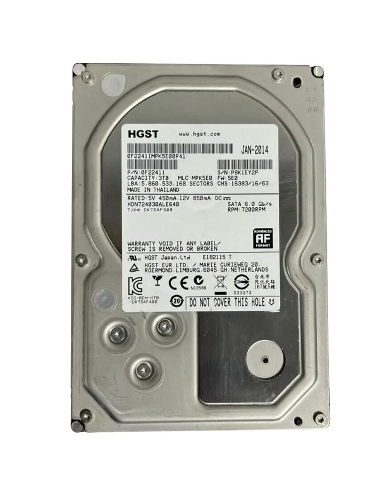 MPK5E0 - HGST Ultrastar 4TB 7200RPM Multi-Level-Cell SATA 6Gb/s 64MB Cache 3.5-inch Hard Drive