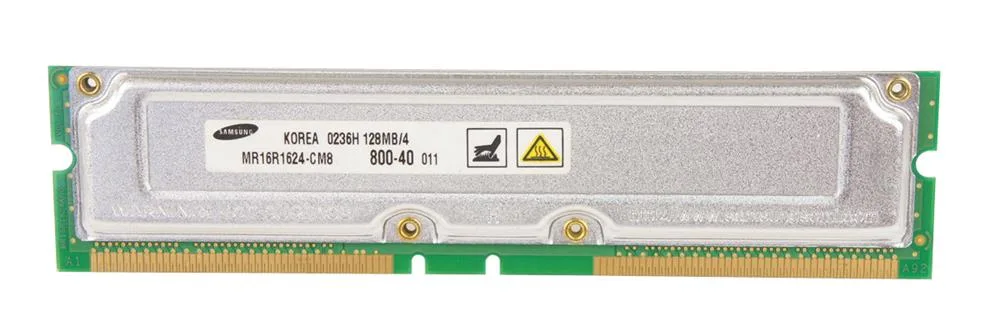 MR16R1624-CM8 - Samsung 128MB PC800 800MHz non-ECC 40ns 184-Pin RDRAM RIMM Memory Module