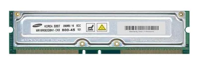 MR16R1628AF0-CM8 - Samsung Rambus 256MB PC800 800MHz 40ns non-ECC 184-Pin RDRAM RIMM Memory Module