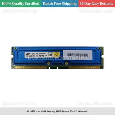 MR18R0824AN1-CG6 - Samsung 64MB RDRAM-600MHz PC600 ECC 184-Pin RIMM 2.5v Memory