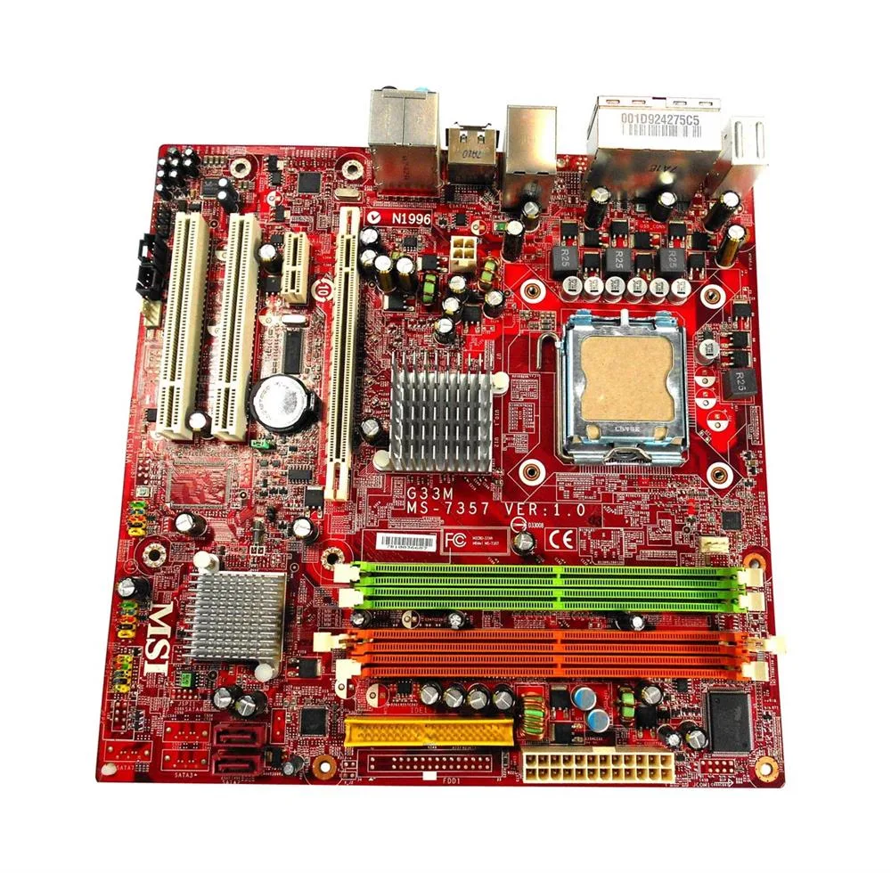 MS-7357 - MSI Socket LGA 775 Intel G33 Express + ICH9 Chipset Intel Pentium 4/ DDR2 4x DIMM 4x SATA 3.0Gb/s Micro-ATX Motherboard