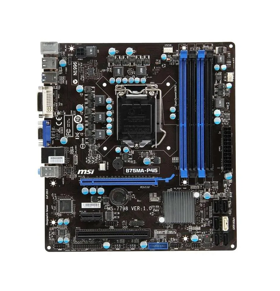 MSI-B75MA-P45 - MSI Motherboard Socket LGA 1155 Intel B75 Express Chipset DDR3 4x DIMM 5x SATA 6.0Gb/s Micro-ATX Motherboard
