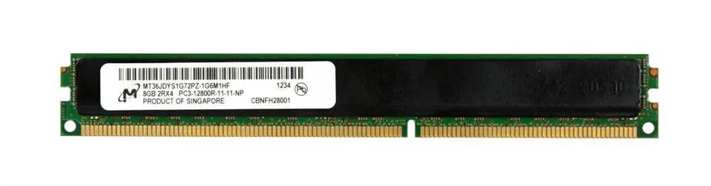 MT36JDYS1G72PZ-1G6M1FF - Micron 8GB DDR3-1600MHz PC3-12800 ECC Registered CL11 240-Pin VLP RDIMM 1.5V Dual Rank Memory Module