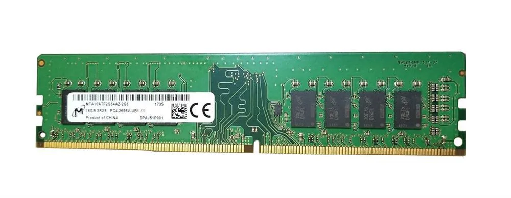 MTA16ATF2G64AZ-2G6J1 - Micron 16GB PC4-21300 DDR4-2666MHz non-ECC Unbuffered CL19 UDIMM 1.2V Dual-Rank Memory Module