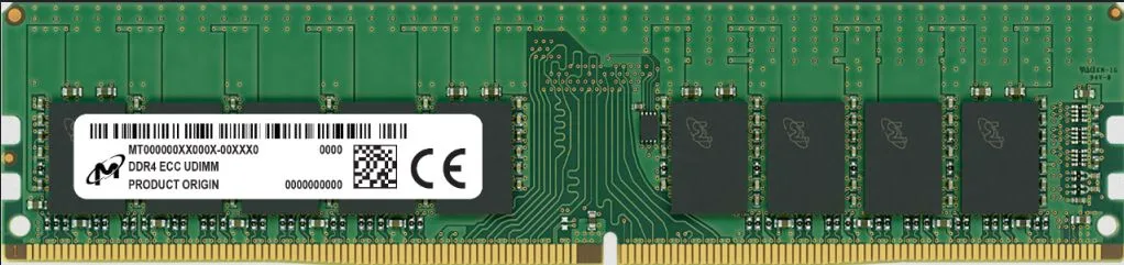 MTA18ADF2G72AZ-3G2E1 - Micron 16GB DDR4-3200MHz PC4-25600 ECC Unbuffered CL22 288-Pin DIMM 1.2V Low Profile Dual Rank Memory Module