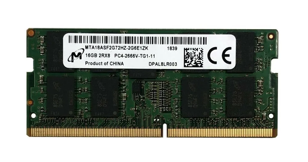 MTA18ASF2G72HZ-2G6E1ZK - Micron 16GB PC4-21300 DDR4-2666MHz ECC Unbuffered CL19 SoDIMM 1.2V Dual-Rank Memory Module