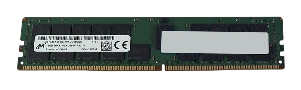MTA36ASF2G72PZ-2G6B2QK - Micron 16GB DDR4-2666MHz PC4-21300 ECC Registered CL19 288-Pin RDIMM 1.2V Dual Rank Memory Module