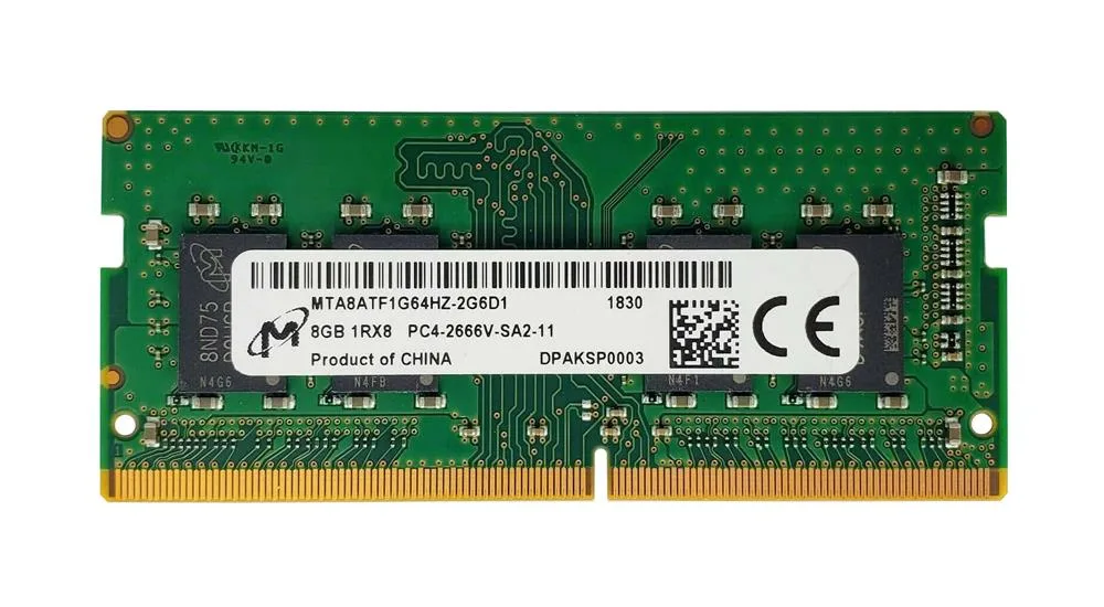 MTA8ATF1G64HZ-2G6D1 - Micron 8GB PC4-21300 DDR4-2666MHz non-ECC Unbuffered CL19 SoDIMM 1.2V Single-Rank Memory Module