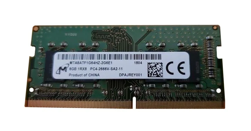 MTA8ATF1G64HZ-2G6E1 - Micron 8GB DDR4-2666MHz PC4-21300 non-ECC Unbuffered CL19 260-Pin SoDimm 1.2V Single Rank Memory Module