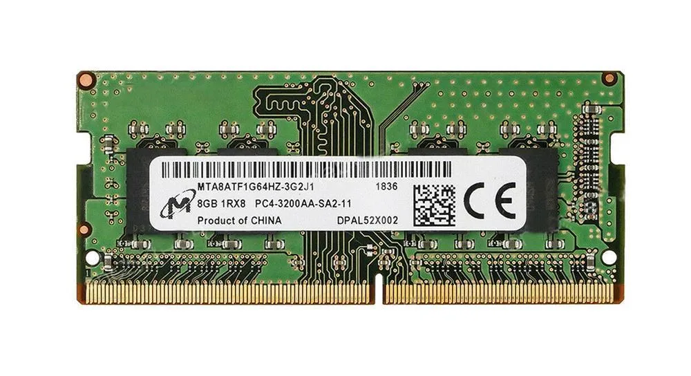 MTA8ATF1G64HZ-3G2J1 - Micron 8GB PC4-25600 DDR4-3200MHz non-ECC Unbuffered CL22 SoDIMM 1.2V Single-Rank Memory Module