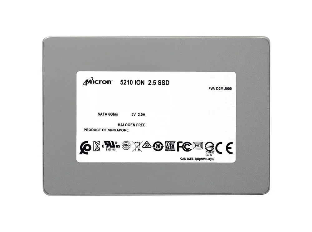 MTFDDAK1T9QDE-2AV16A - Micron 5210 ION Series 1.92TB SATA 6Gb/s 2.5-inch 3D QLC NAND 7MM TCG Enabled Enterprise Solid State Drive