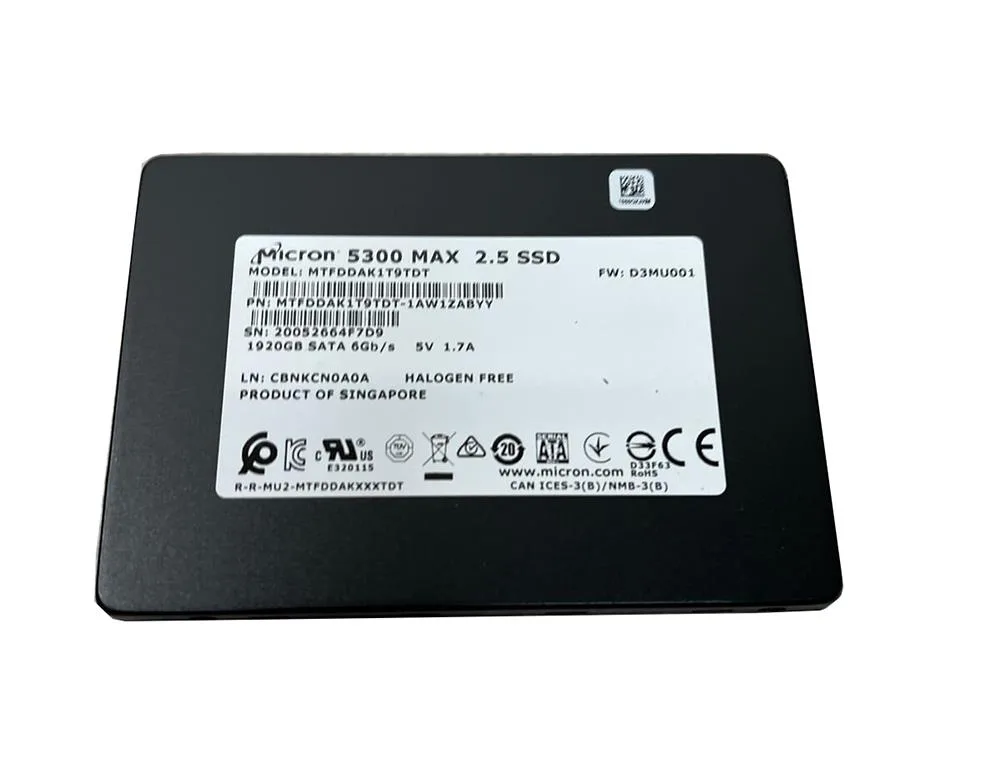 Micron MTFDDAK1T9TDT 5300 MAX 1.92TB SATA 6Gb/s 2.5-Inch Solid State Drive