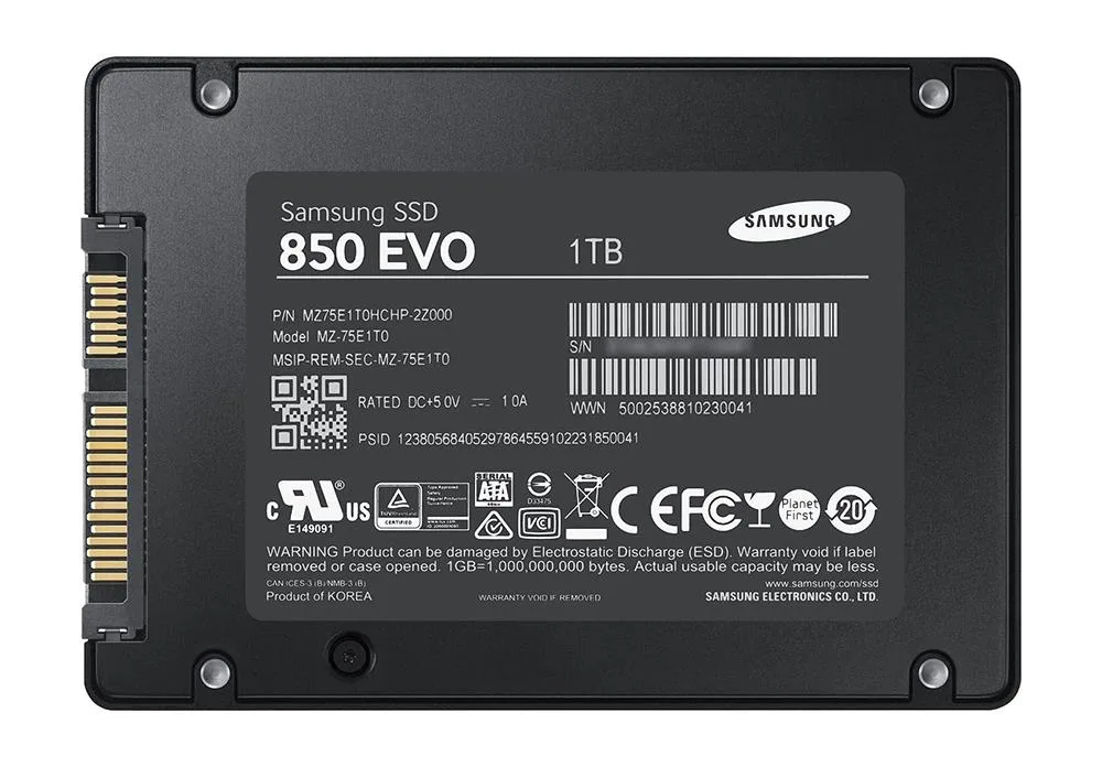 MZ-75E1T0 - Samsung 850 EVO 1TB Triple-Level-Cell SATA 6Gb/s 1GB Cache 2.5-inch Solid State Drive