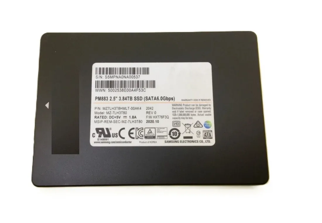 Samsung MZ7LH3T8HMLT-00AK4 3.84TB SATA 6Gb/s 2.5-inch enterprise SSD with 1.3 DWPD endurance