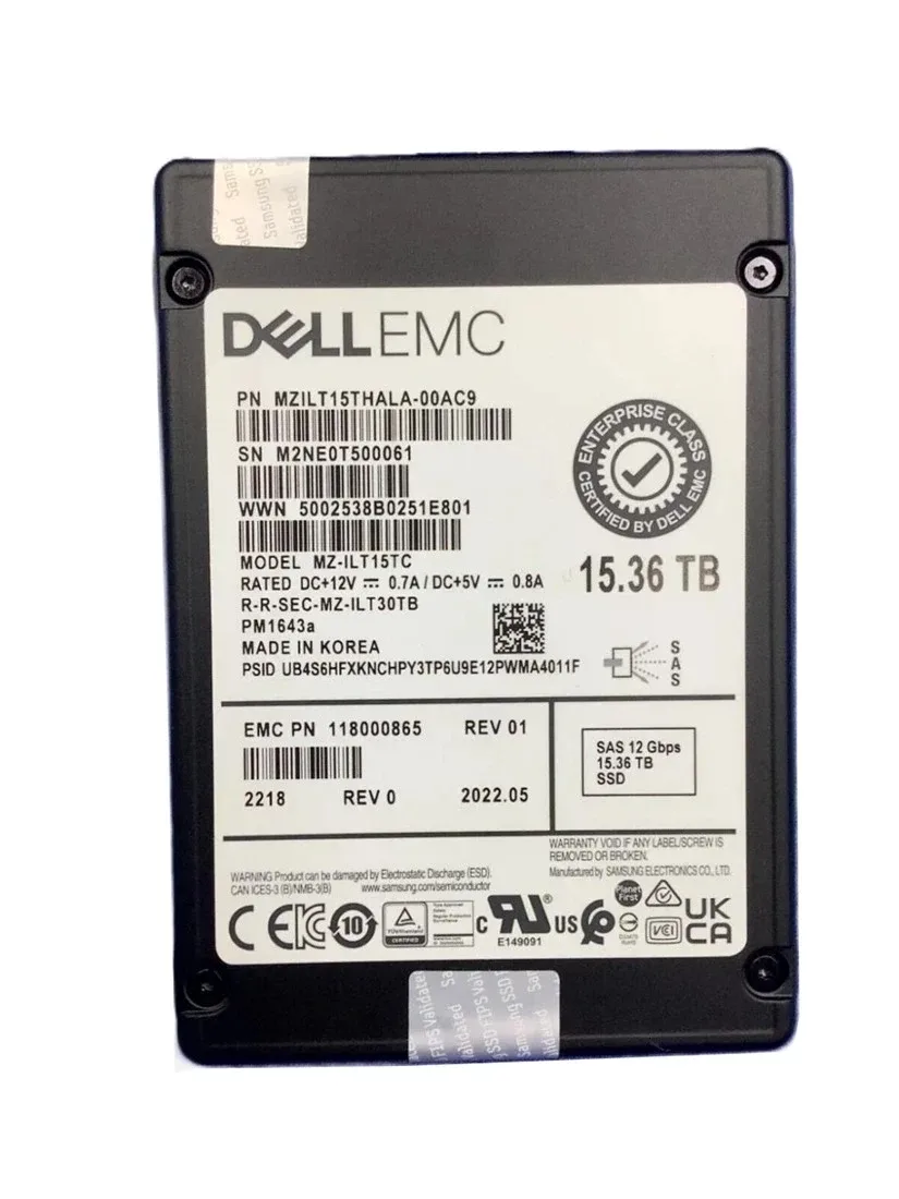 Samsung MZILT15THALA-00AC9 15.36TB SAS 12Gb/s 2.5-inch enterprise SSD for read-intensive datacenter workloads