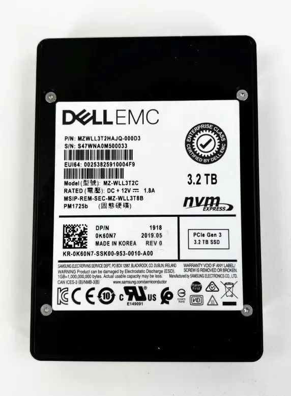 Samsung MZWLL3T2HAJQ-000D3 Samsung Pm1725B 2.5-Inch 3.2TB NVMe Solid State Drive Dell Oem