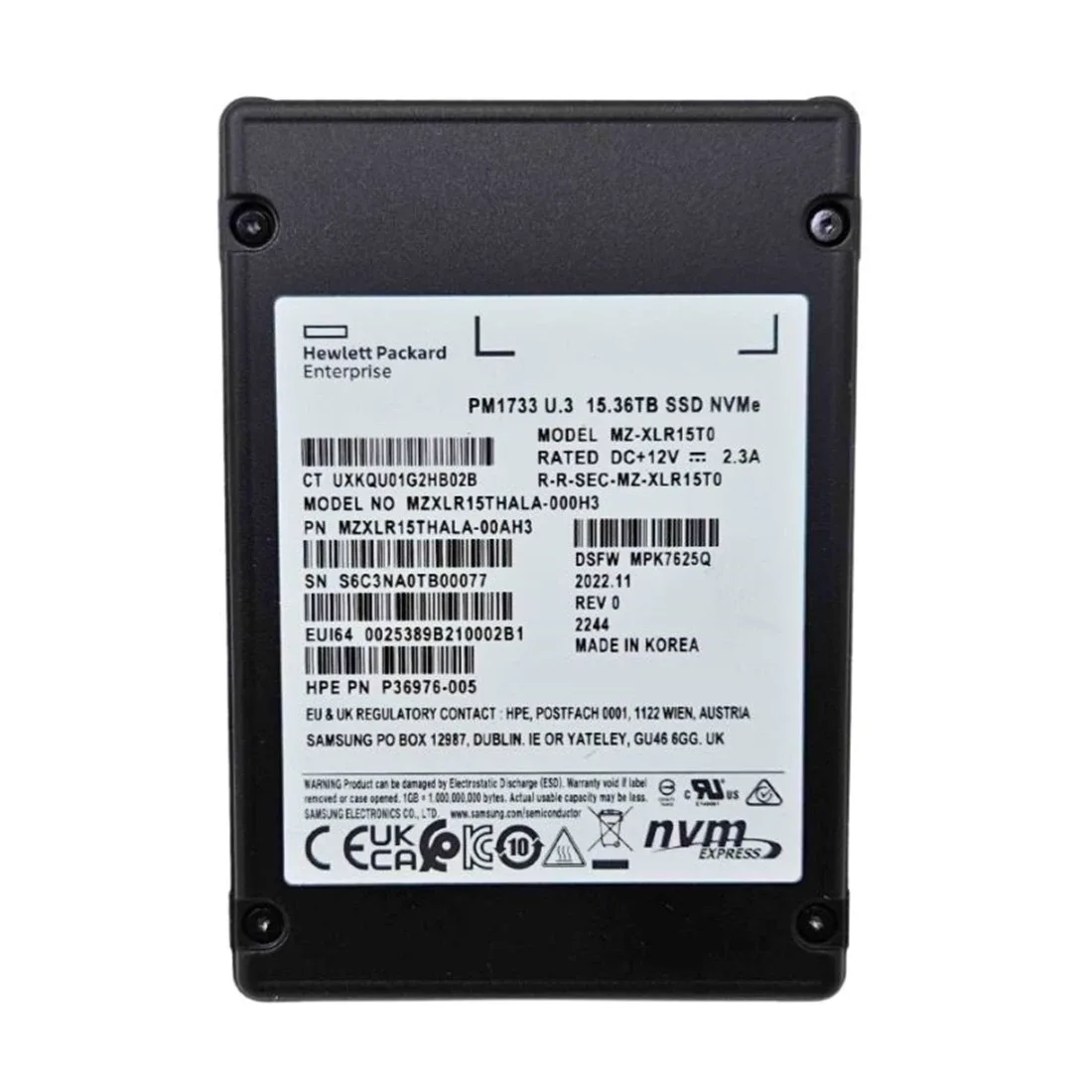 Samsung MZXLR15THALA 15.36TB PCIe 4.0 x4 NVMe dual-port enterprise SSD for data center workloads