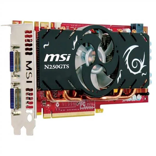 N250GTS2D1G - MSI GeForce GTS 250 1GB GDDR3 256-Bit PCI Express x16 2.0 Dual DVI/ D-Sub/ HDMI HDCP Support Video Graphic