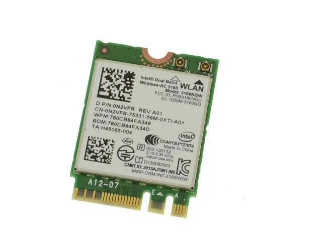 Dell N2VFR Dell 0N2VFR / N2VFR Wireless-AC 3160 3160NGW IEEE 802.11ac Dual-Band PCI-Express Wi-Fi + Bluetooth 4.0 Network card