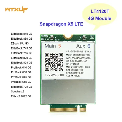 N8T16UT - HP LT4120 LTE/EV-DO/HSPA Snapdragon X5 LTE T77W595 WWAN M.2 Wireless Module 150Mbps