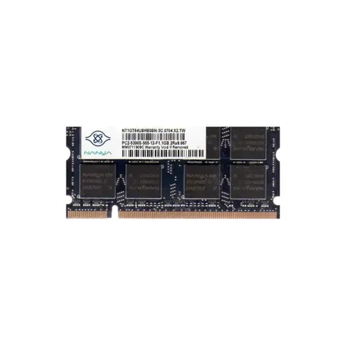 NT1GT64U8HB0BN-3C - Nanya 1GB DDR2-667MHz PC2-5300 non-ECC Unbuffered CL5 200-Pin SoDimm Single Rank Memory Module