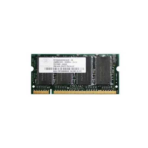NT256D64SH8C0GM-6K - Nanya 256MB DDR-333MHz PC2700 non-ECC Unbuffered CL2.5 200-Pin SoDimm Memory Module