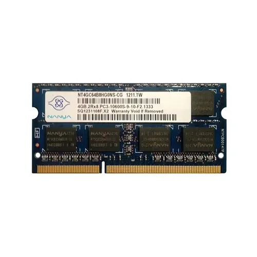 NT4GC64B8HG0NS-CG - Nanya 4GB DDR3-1333MHz PC3-10600 non-ECC Unbuffered CL9 204-Pin SoDimm Dual Rank Memory Module