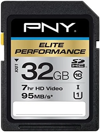 P-SDH32U195-GE - PNY Elite Performance 32GB Class 10 SDHC UHS-I U1 Flash Memory Card
