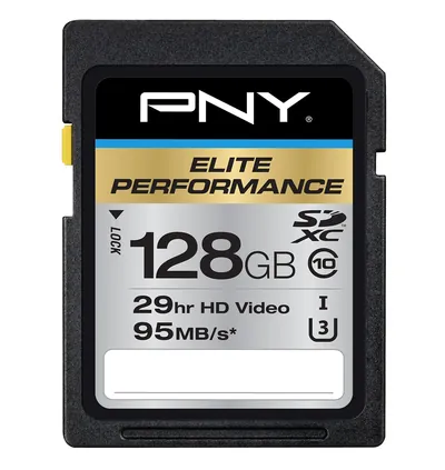 P-SDX128U395-GE-A1 - PNY 128GB Class 10 SDXC UHS-I U3 Flash Memory Card
