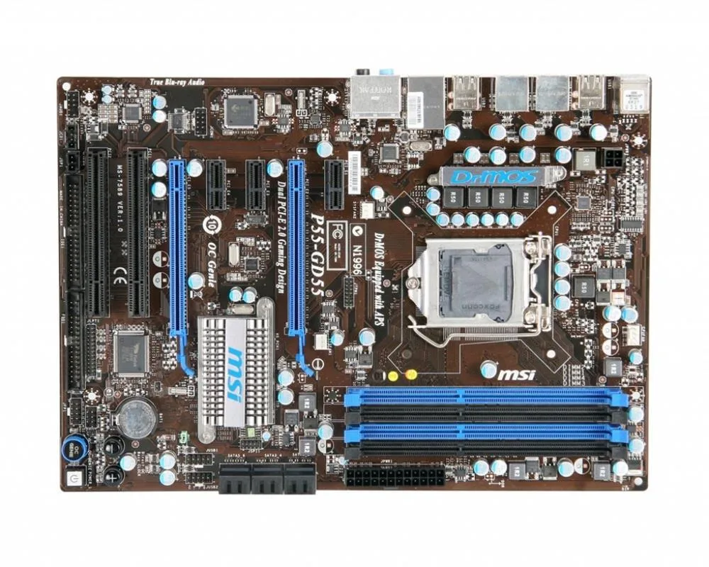 P55-GD55 - MSI Desktop Board Intel P55 Express Enhanced SpeedStep Technology Socket 1156 6.4GT/s 16GB DDR3 SDRAM DDR3-1333/PC3-10600, DDR3-1066/PC3-8500 CrossFire ATX