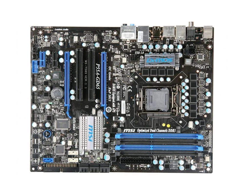 P55A-GD65 - MSI Desktop Motherboard Intel Chipset ATX Socket H LGA-1156 16GB DDR3 SDRAM Ultra ATA/133 (ATA-7) Serial ATA/600, Serial ATA/300 Yes 7.1