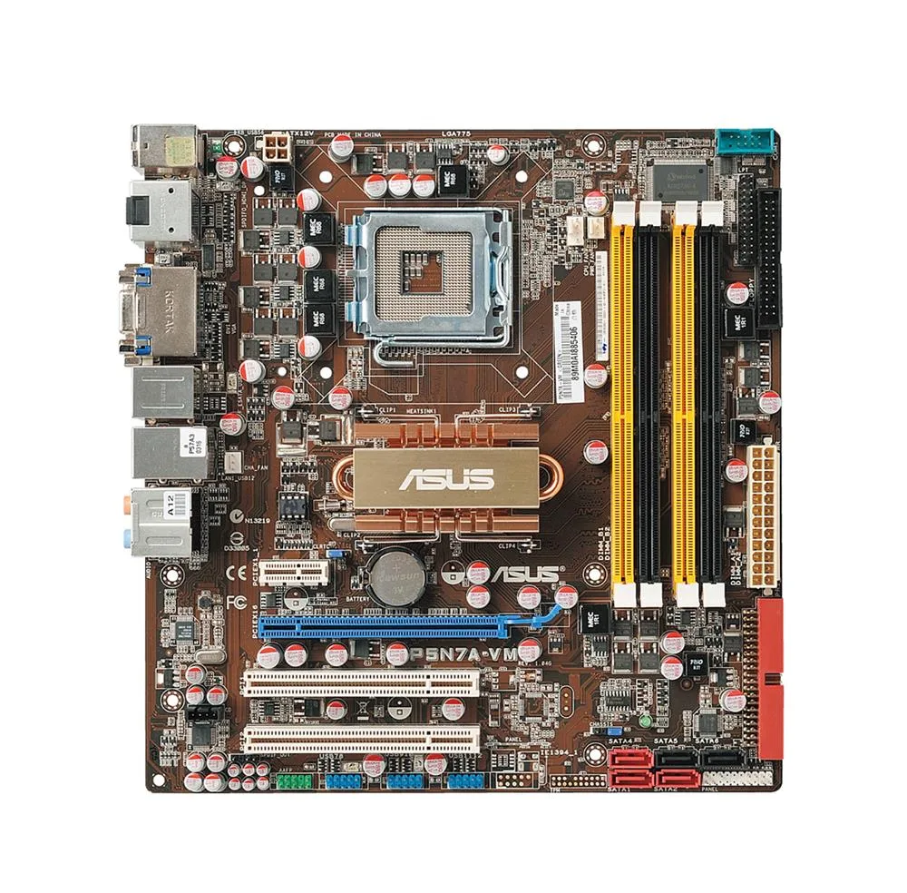 P5N7A-VM - ASUS Desktop Board nVIDIA GeForce 9300 Enhanced SpeedStep Technology Socket T 1333MHz, 1066MHz, 800MHz FSB 16GB DDR2 SDRAM DDR2-800/PC2-6400, DDR2-667/PC2-5300 SLI ┬╡ATX