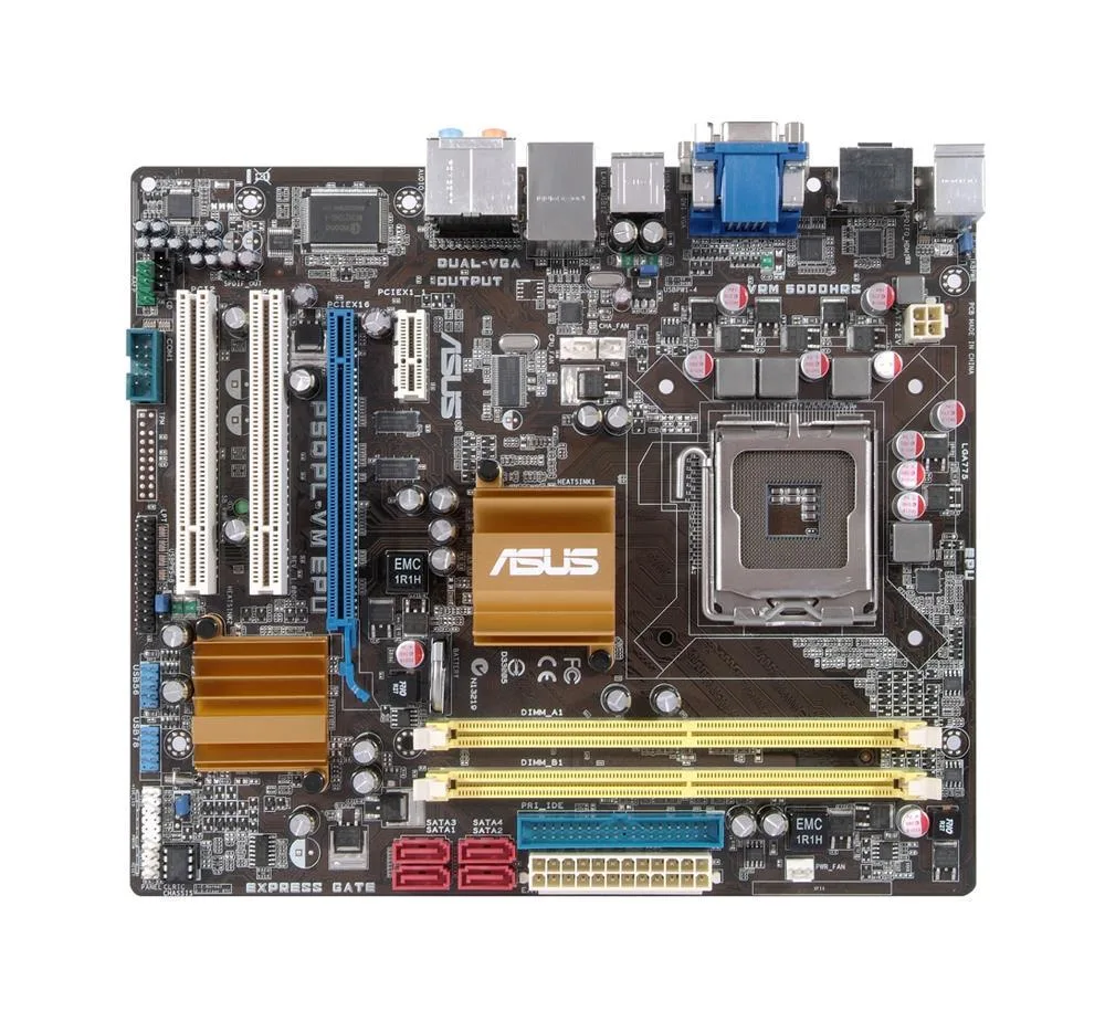 P5QPL-VMEPU - ASUS P5QPL-VM EPU Desktop Board Intel G41 Enhanced SpeedStep Technology Socket T 1333MHz, 1066MHz, 800MHz FSB 8GB DDR2 SDRAM DDR2-800/PC2-6400, DDR2-667/PC2-5300 Micro ATX