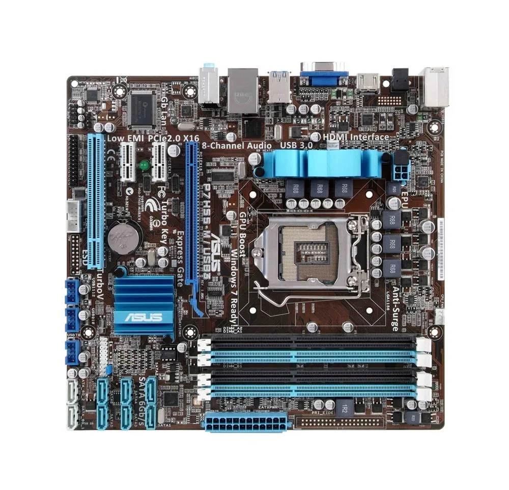 ASUS P7H55-M/USB3 Desktop Motherboard Intel Chipset Micro ATX Socket H LGA-1156 16GB DDR3 SDRAM Serial ATA/300, Serial ATA/600 7.1