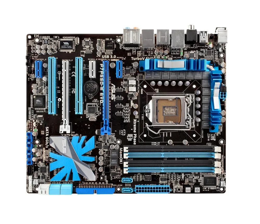 P7P55D-E EVO - ASUS Desktop Board Intel P55 Express Enhanced SpeedStep Technology Socket 1156 6.4GT/s 16GB DDR3 SDRAM DDR3-1600/PC3-12800, DDR3-1333/PC3-10600, DDR3-1066/PC3-8500 CrossFireX, SLI ATX