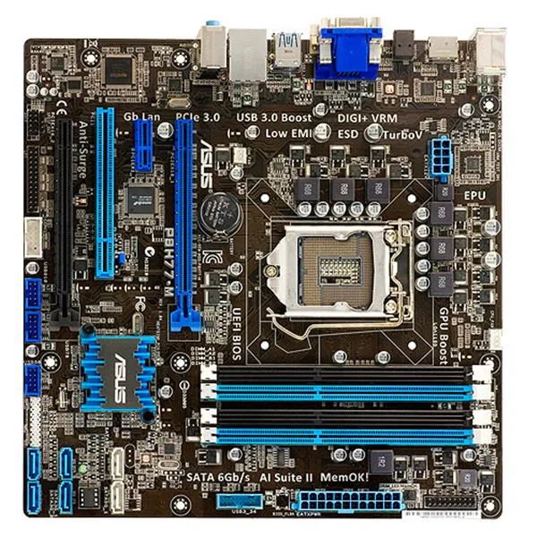 Asus P8H77-M/CSM Desktop Motherboard Intel H77 Express Chipset Socket H2 LGA-1155 Micro ATX 1 x Processor Support 32GB DDR3 SDRAM Maximum RAM CrossFireX Support Serial ATA/600, Serial ATA/300 Yes Controller No 2 x PCIe x16 Slot 2 x USB 3.0 Port Yes