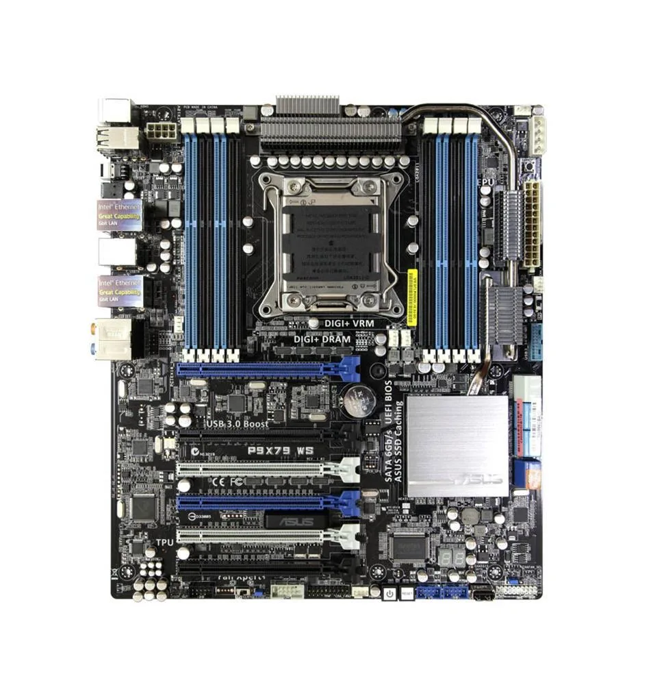 P9X79 WS - Asus Workstation Motherboard Intel Socket LGA-2011 SSI CEB 1 x Processor Support 64GB DDR3 SDRAM Maximum RAM SLI, CrossFireX Support Serial ATA/600, Serial ATA/300 Yes Controller No 6 x PCIe x16 Slot 2 x USB 3.0 Port