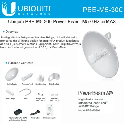 PBE-M5-300-ISO-US - Ubiquiti PowerBeam M5 IEEE 802.11n 150Mbit/s Wireless Bridge