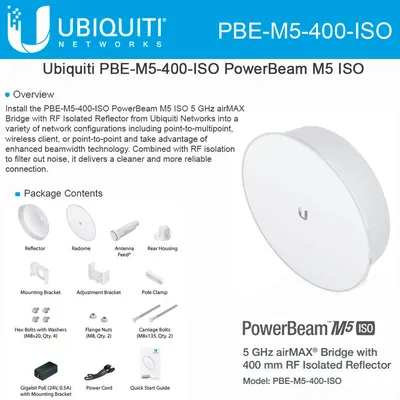 PBE-M5-400-ISO-US - Ubiquiti PowerBeam M5 IEEE 802.11n 150Mbit/s Wireless Bridge