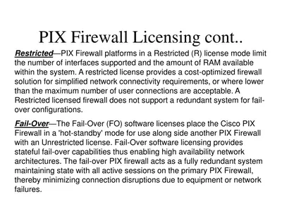 Cisco PIX-CONN-FO-UR PIX Firewall Software Unrestricted Upgrade License 1 Firewall(s) Standard Product Upgrade License English