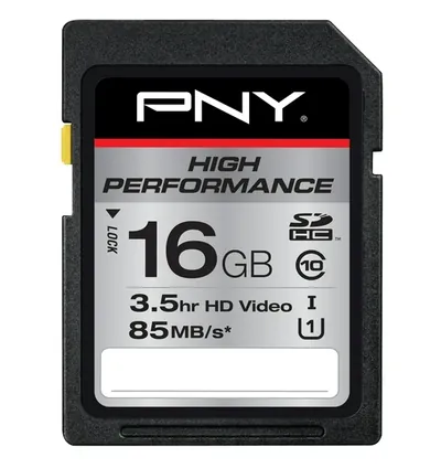 PSDH16U1HGE - PNY High Performance 16GB SDHC Flash Memory Card for DSLR Cameras and HD Video