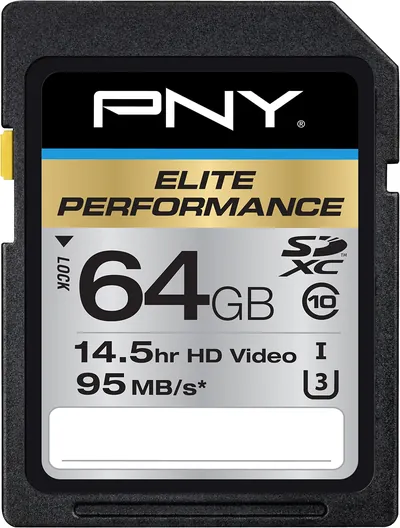 PSDX64U1HGE - PNY Elite Performance 64GB Class 10 SDXC Flash Memory Card