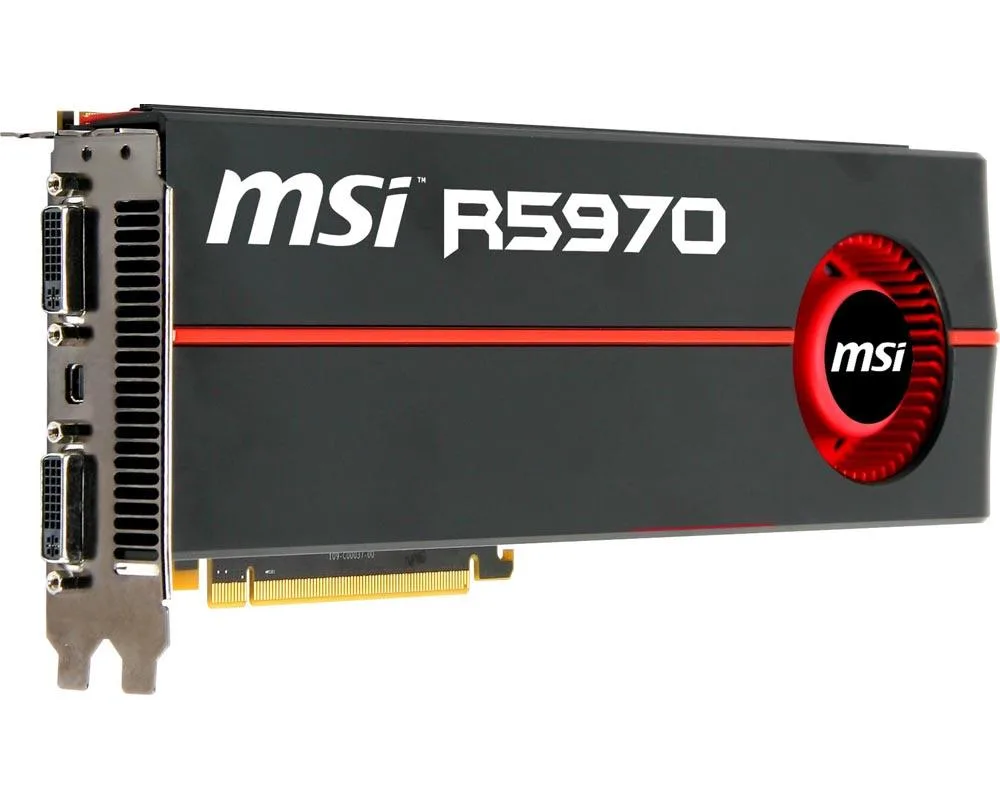 R5970-P2D2G - MSI Radeon HD 5970 2GB 512-Bit DDR5 PCI Express 2.1 x16 Dual DVI/ HDMI/ D-Sub/ DisplayPort/ HDCP Supported Video Graphics Card