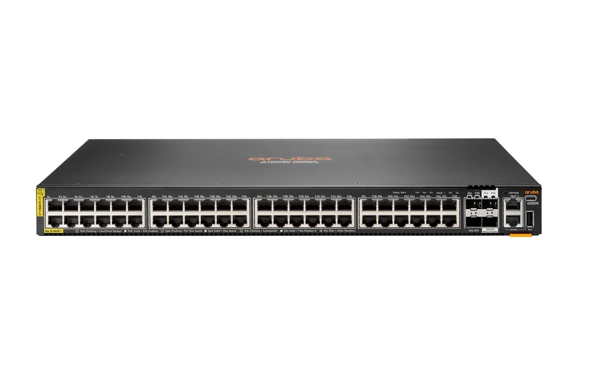 HPE R8Q70-61001 Aruba 6200M-48G 48-Ports PoE+ RJ-45 10/100/1000Base-T 4-Ports SFP+ 10GBase-X Layer 3 Managed 1U Rack-mountable Network Switch