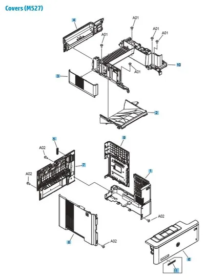 RC4-4150 - HP Top Rear Cover Assembly for LaserJet Enterprise M527 Series