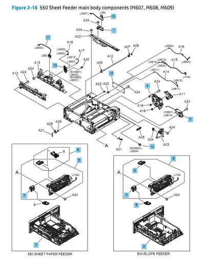 RC4-8914 - HP 550 Sheet Feeder Drawer Connector Holder for LaserJet Ent M607 / M608 / M609 / M631 / M632 / M633 / M652 / M653 / M681 / M682 series